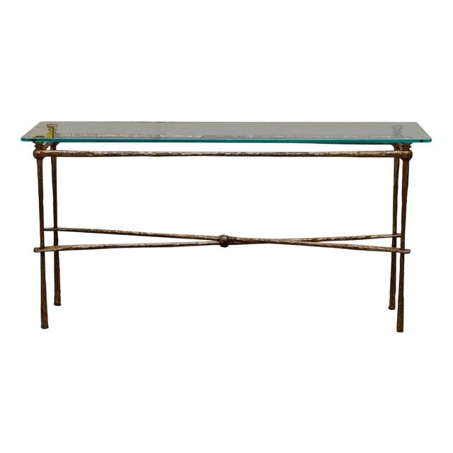 Gilt Iron and Glass Console by Giovanni Banci for Hermes, Italy, 1970s For Sale