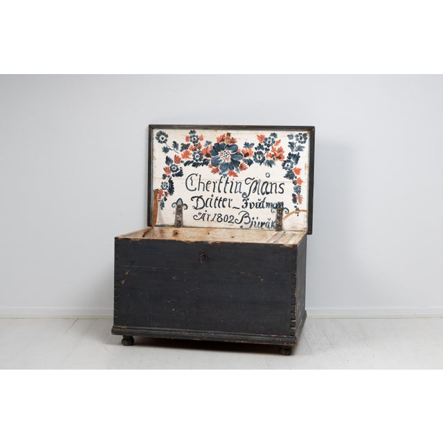 Large 19th Century Swedish Painted Hope Chest For Sale - Image 4 of 14