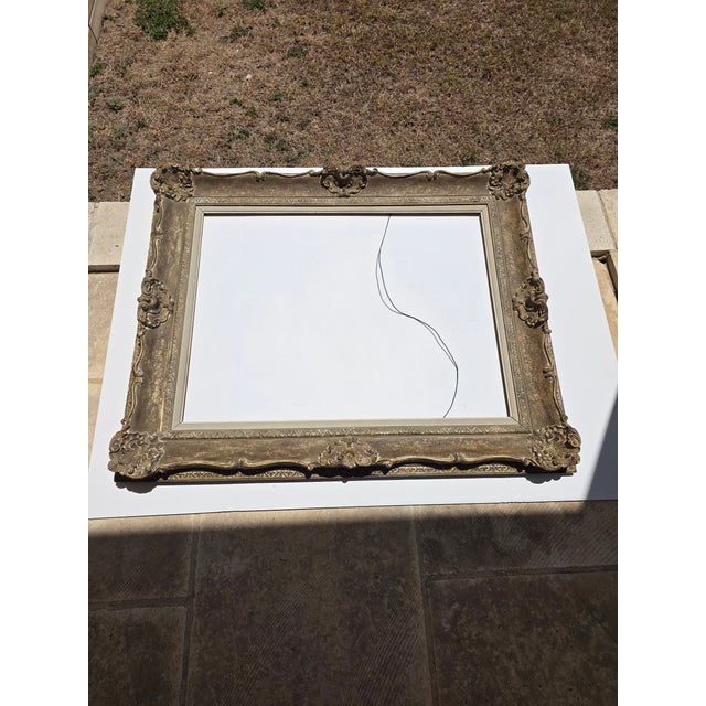 Antique Wood Frame With Carved Gesso Details and Painted Finish For Sale - Image 18 of 18