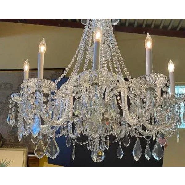 Traditional European Crystal Chandeliers- a Pair For Sale - Image 3 of 12