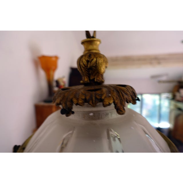 Gilt Bronze and Glass Pendant Light, 1930s For Sale - Image 3 of 8