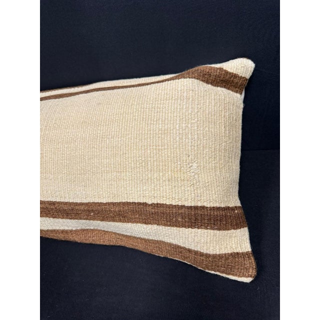 Turkish Hemp Pillow Cushion Natural Beige Brown Cushion Cover 14"x45" For Sale - Image 4 of 4