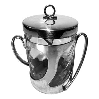 Edwardian Silver-Plated Barrel with Clear Glass Body, 1900s For Sale