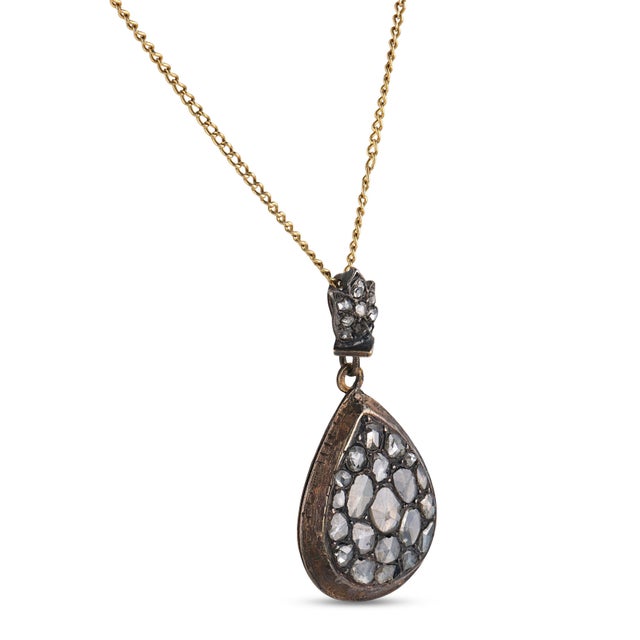 Victorian 19th Century Victorian 2.50 Carat Diamond 18k Gold and Silver Necklace For Sale - Image 3 of 6