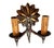 1920s Bronze Double Candle Starburst Wall Sconces in Original Patina, Circa 1920 - Set of 2 For Sale - Image 5 of 7