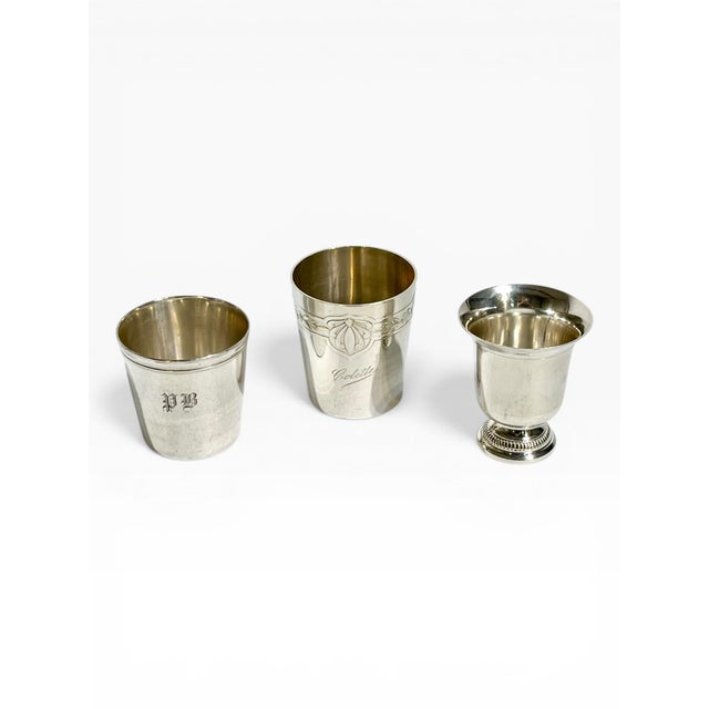 Christofle French Art Deco Set of 3 Small Silver Cups, Including Christofle For Sale - Image 4 of 12