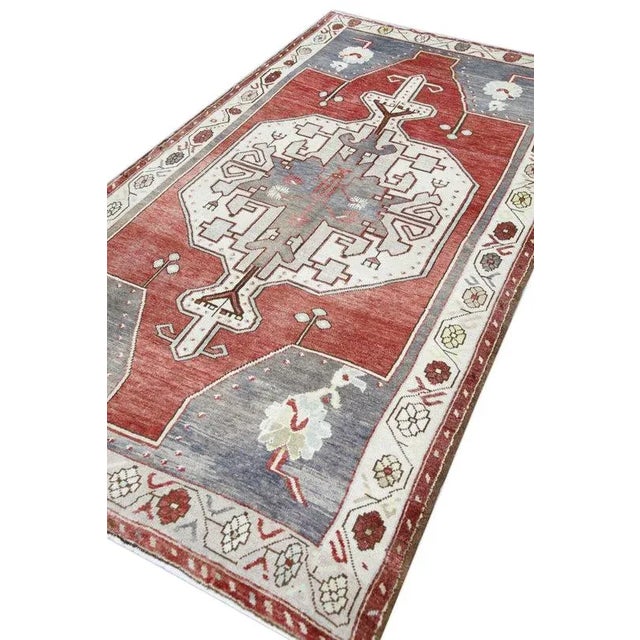 Red Oriental Hand Knotted Rug Turkish Vintage Oushak 5'5" x 9'8" For Sale - Image 8 of 9