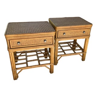Vintage Rattan Nigthstands - Pair For Sale