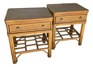 Vintage Rattan Nigthstands - Pair