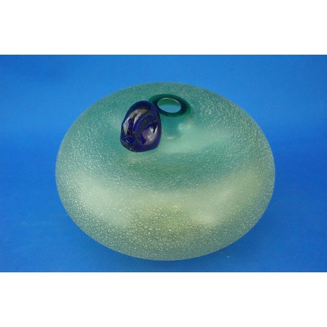 Mid-Century Modern Vintage Italian Green Murano Glass Globular Vase by Alfredo Barbini, 1950s For Sale - Image 3 of 18