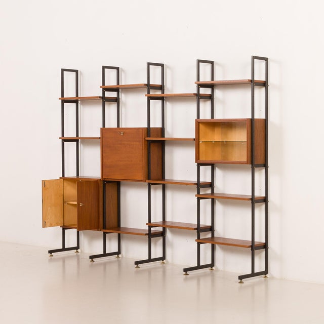 Black Italian Free Standing Wall Unit in Teak, 1960s For Sale - Image 8 of 18