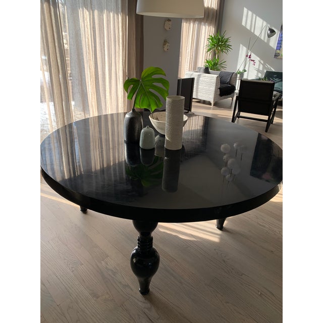 Black Lacquer Round Dining Table Chairish