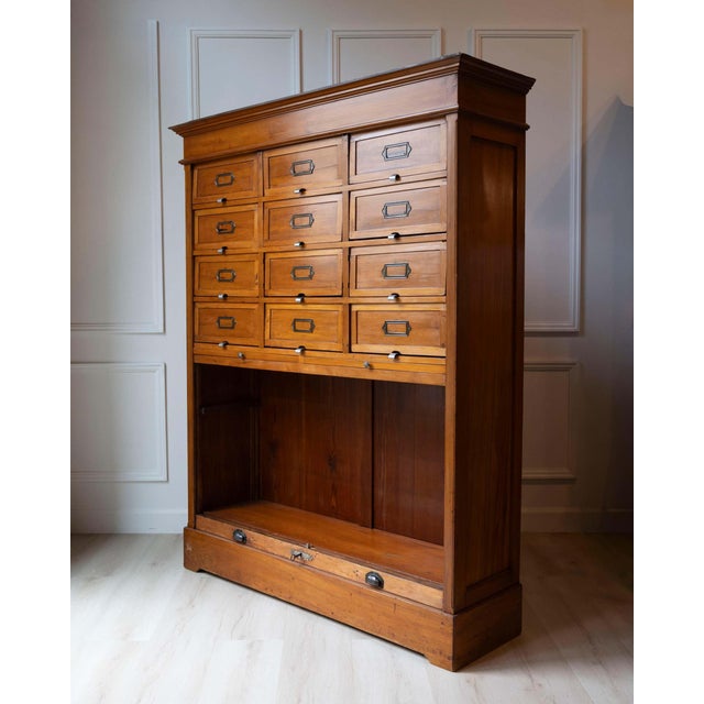 Early 20th Century Italian Wooden Filing Cabinet with Tambour Door For Sale - Image 11 of 18