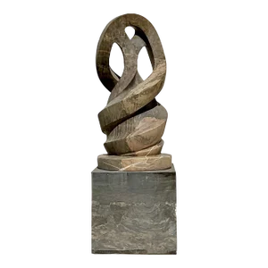 Vintage Boho Intertwined Hand Carved Marble Abstract Sculpture on Marble Base