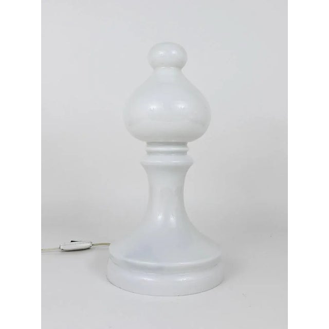A beautiful and decorative table or side lamp in the shape of a Bishop chess piece. Designed by Ivan Jakes, made of clear...