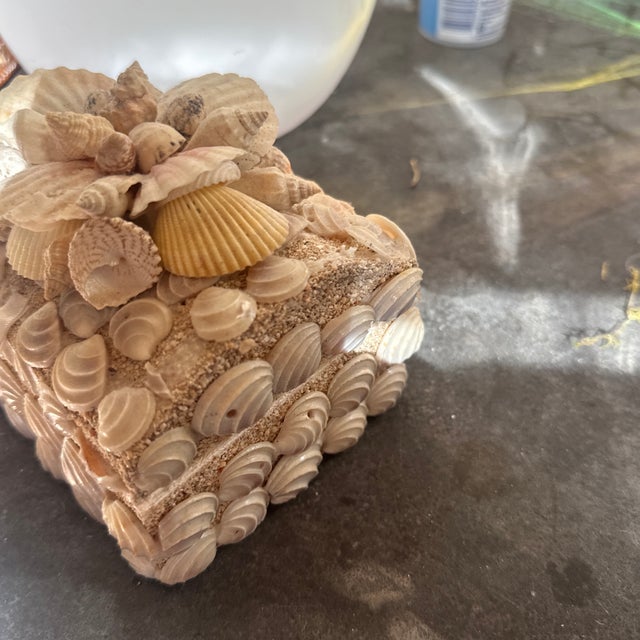 1970s 1970s Small Square Shell Jewelry Box For Sale - Image 5 of 7