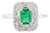 14k White Gold Emerald Centre Diamond Cluster Ring Size 7 For Sale