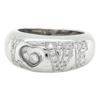 Mid 20th Century Chopard Happy Diamond 18k White Gold Love Dome Band Ring Size 4 w/Cert For Sale