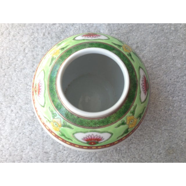 Green Vintage Enamel Porcelain Ginger Jar For Sale - Image 8 of 9