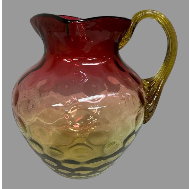 Glass Vintage Amberina Art Glass Pitcher For Sale - Image 7 of 8