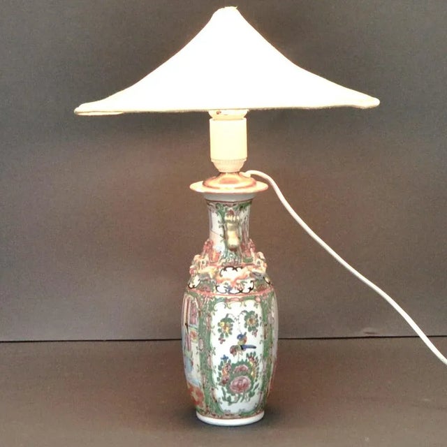 Cantonese Rose Porcelain Table Lamp For Sale - Image 6 of 10