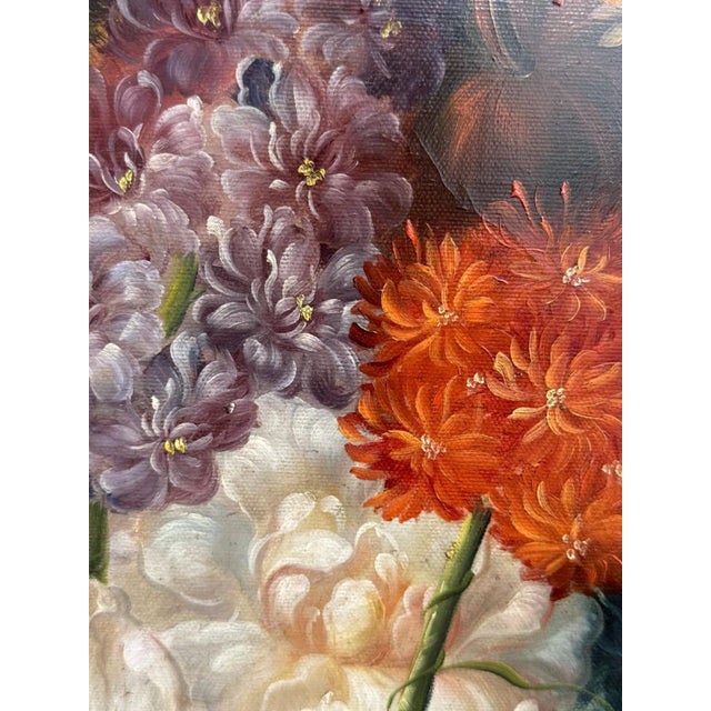Mid 20th Century Original Oil on Canvas of Still Life With Flowers and Amphora Vase For Sale - Image 9 of 15