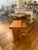 Mid Century Modern Teak compact desk. Scandinavian style teak wood compact typing style features clean architectural lines.
