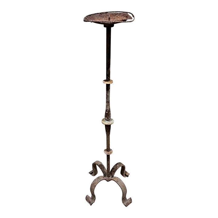 1940s Rustic Hand Iron Standing Floor Candle Holder Chairish