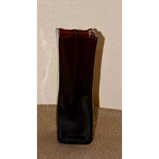 Blenko Blenko Art Glass Hand Blown Paper Bag Vase For Sale - Image 4 of 10