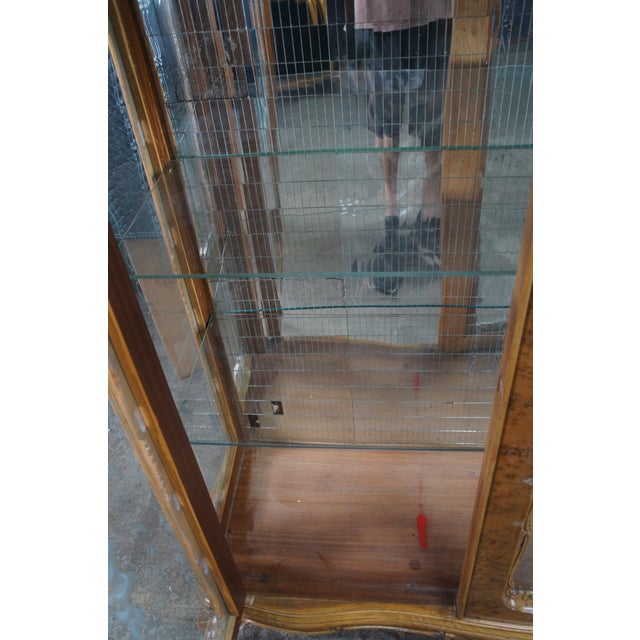 Antique Italian Baroque Rococo Walnut Burr Curio Display Cabinet Glass Showcase For Sale - Image 10 of 18