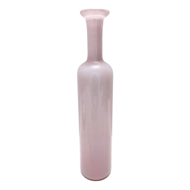 Pink Encased Murano Glass Bottle Vase with Gold Leaf by Salviati, Italy, 1970s For Sale