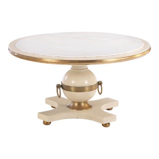 Lacquered and Bronze-Mounted Marble-Top Coffee Table in the Manner of William "Billy" Haines, C 1960 For Sale