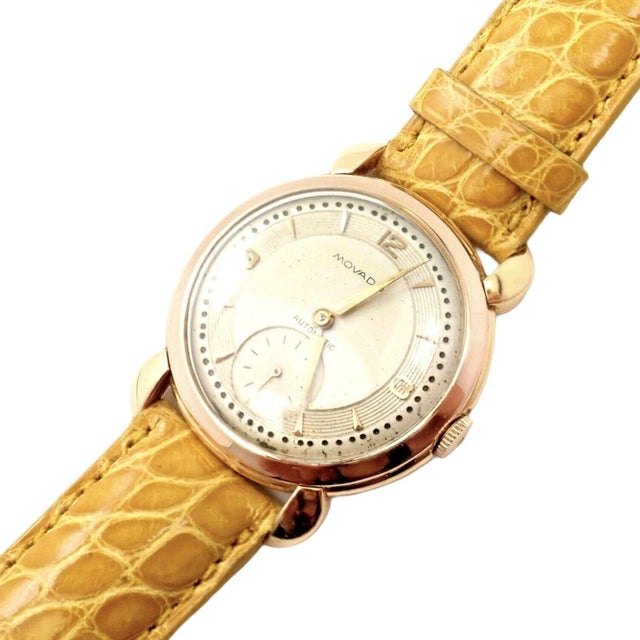 About This Piece: Metal: 18k Yellow Gold Case Case Dimensions: 32mm x 38mm Band: Aftermarket Yellow Alligator Band...