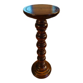 Vintage Wooden Barley Twist Plant Stand For Sale