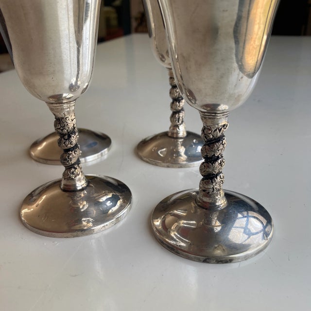 Vintage Silver Plated Wine Goblets Set of 4 Chairish