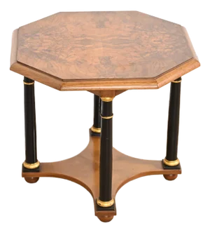 Baker Furniture Neoclassical Burled Walnut Tea Table, Circa 1960s