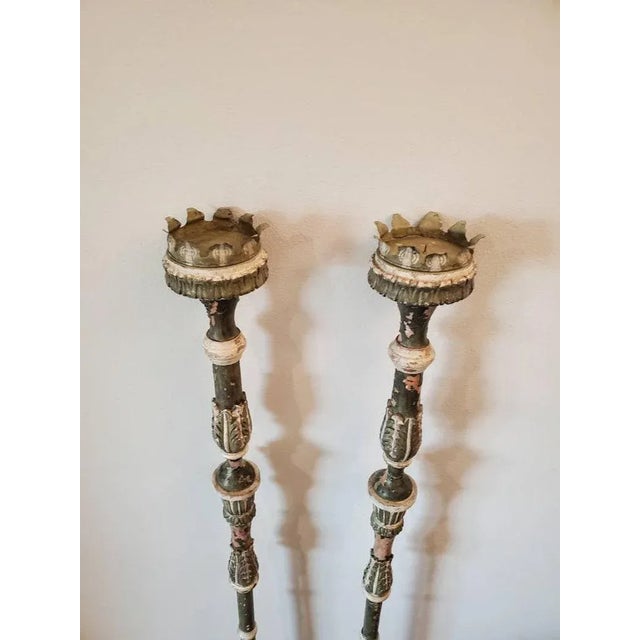 Wood 18th Century French Ecclesiastical Processional Candlestick Torch - a Pair For Sale - Image 7 of 11