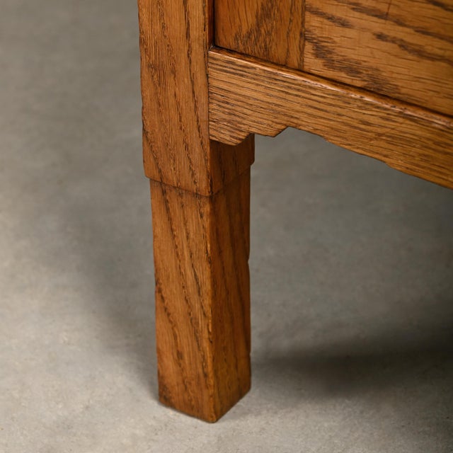 Art Deco Amsterdam School Nightstands in Oak and Glass, 1930s, Set of 2 For Sale - Image 13 of 18