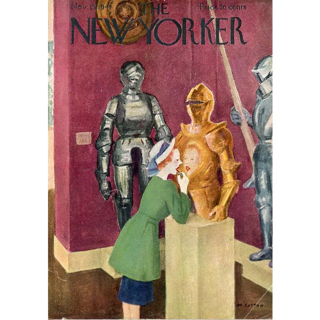Original vintage New Yorker magazine cover dated November 15, 1947 featuring a Museum theme. Cover illustration by William...
