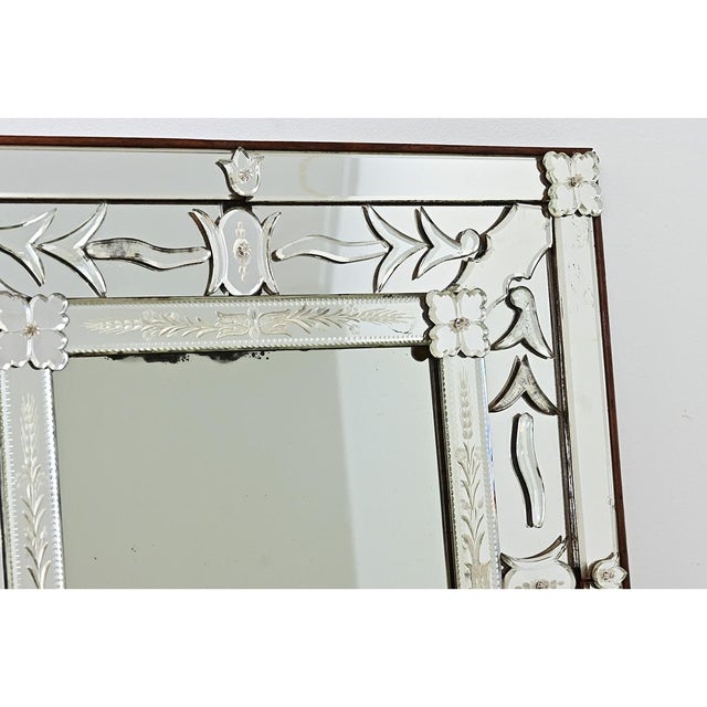 Transparent Vintage Italian Venetian Style Mirror in Wood Frame For Sale - Image 8 of 14