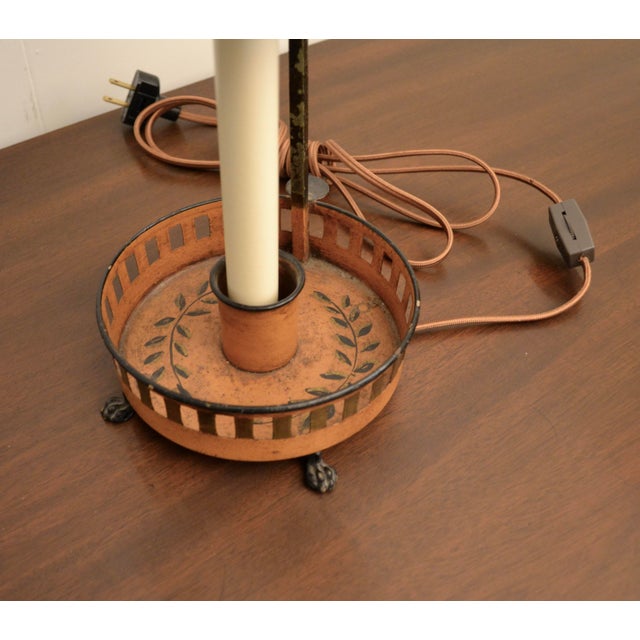 Early 20th Century Hand Painted Tole Bouillotte Lamp For Sale - Image 4 of 4