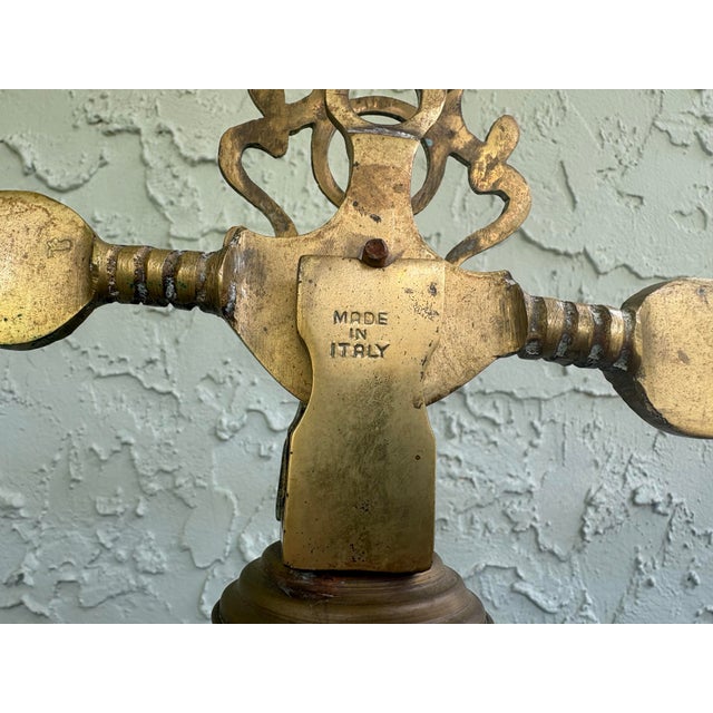 Large Italian Brass & Marble Decorative Balance Scale on Marble Base, 1950s For Sale - Image 4 of 12