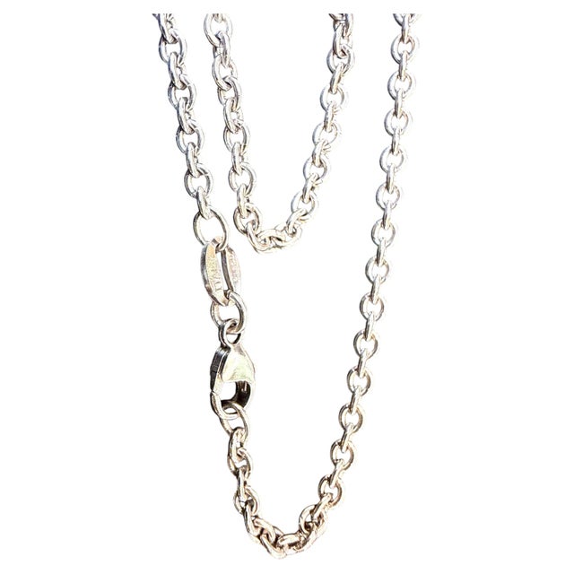 Modern Diamond-Cut Cable Chain Necklace - Platinum - 18 Inch, 10 Gm For Sale - Image 3 of 8