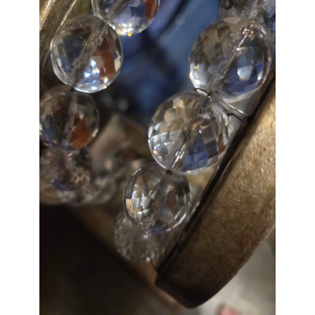 Hollywood Regency Iron Glass Top Console Table With Scrollwork Legs and Crystal Beading For Sale - Image 10 of 10