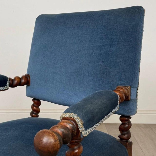 Antique English Victorian Carved Oak Barley Twist Armchair For Sale - Image 11 of 14