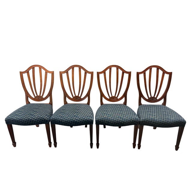 Quick Hits: Brand: Baker Furniture Historic Charleston Federal Style Carved Mahogany Shield Back Dining Chairs Piece: Set...