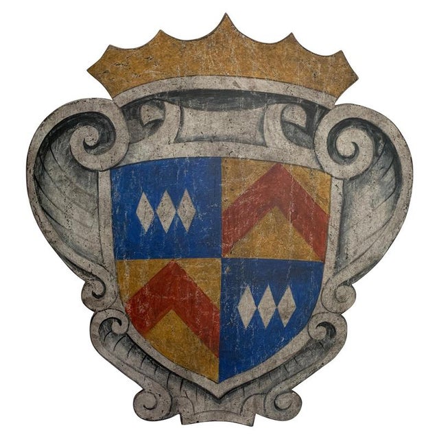 Large Italian Curved Painted Hanging Shield, 1950s For Sale - Image 9 of 9