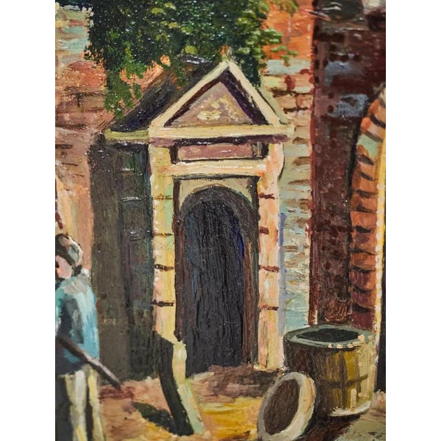 2000 - 2009 J. Glenn, Romantic Historic Alley, Oil on Wooden Panel For Sale - Image 5 of 7