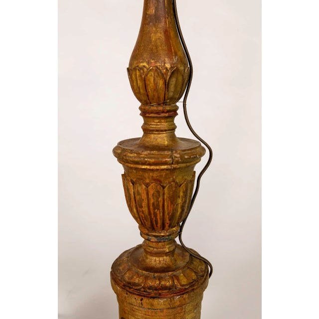 Early 20th Century Large Neoclassical Carved Gilt Wood Lamps - Pair For Sale - Image 4 of 12