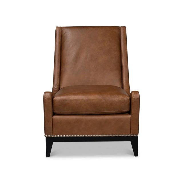 Mid-Century Modern Contemporary Leather Accent Chair For Sale - Image 3 of 12
